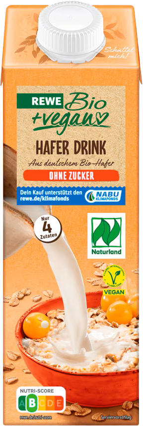 REWE Bio + vegan Hafer Drink ohne Zucker (1 x 1.0 l)