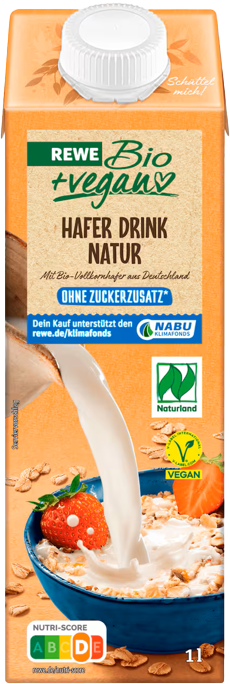 REWE Bio + vegan Hafer Drink ohne Zuckerzusatz (1 x 1.0 l)
