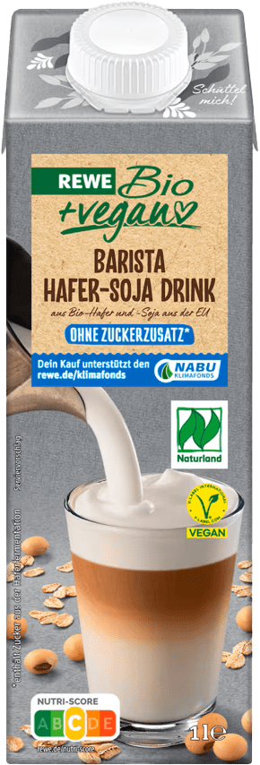 REWE Bio + vegan Barista Hafer-Soja Drink (1 x 1.0 l)