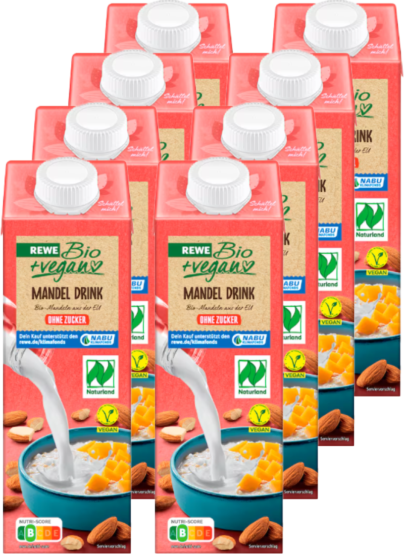 REWE Bio + vegan Mandel Drink Natur (8 x 1.0 l)
