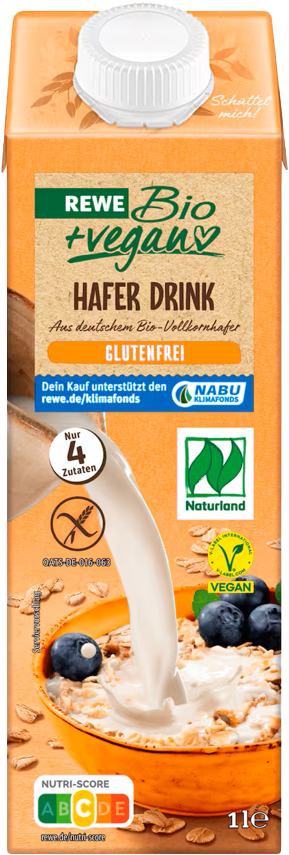 REWE Bio + vegan Hafer Drink glutenfrei (1 x 1.0 l)